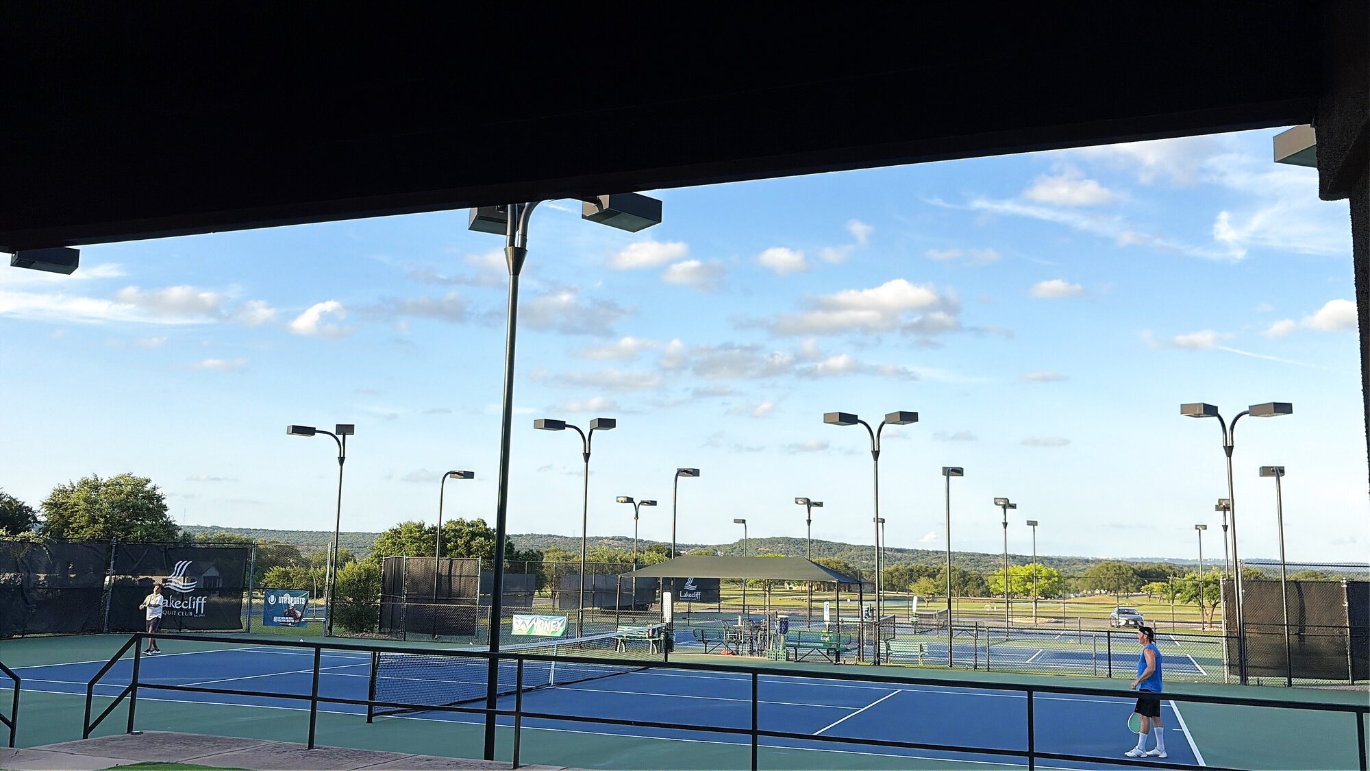 The Lakecliff Racquet Club clubhouse in the Texas Hill Country