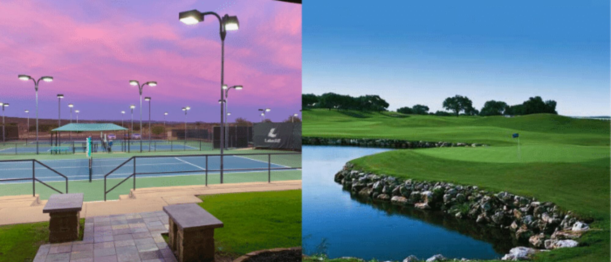Tennis courts at golden hour